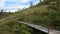 Bamboo wooden walkway bridge of Khao Lon Adventure in Nakhon Nayok, Thailand