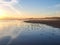 Bamburgh Castle in Northumberland, England. The Farne Islands ar