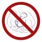 Ban on affiliation. The danger of adoption children during quarantine. Vector outline symbol of female hands with a baby