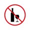 Ban Alcohol Black Silhouette Icon. Drink Alcohol Forbidden Pictogram. Wine Bottle and Glass Red Stop Sign. Dry January