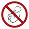 Ban on children. Outline baby in a prohibition sign. Danger of pregnancy. Medical contraindications