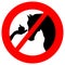Ban- Do not feed horses. Prohibit sign.