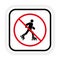 Ban Entry in Roller Skate Black Silhouette Icon. Caution Forbidden Rollerskate Pictogram. Man in Roll Red Stop Circle