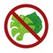 Ban on the export of tropical plants. Folk patterned monstera and creeper leaves in the prohibition sign. Danger of poisonous