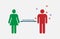 Ban on gathering. Prohibition of assembly for two, three, four, five, six or more people. Social Distancing Keep Your Distance 6