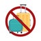 Ban on luggage. Flat illustration of suitcases in the prohibition sign. Stop cargo. Travel light