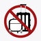 Ban on luggage. Silhouette of suitcases in the prohibition sign. Stop cargo. Travel light. Object is separate from the background