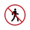 Ban Man Pedestrian Walk Through Street Black Silhouette Icon. People Entry Forbidden Pictogram. Prohibited Pedestrian