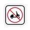 Ban Moped Delivery Zone Black Silhouette Icon. Scooter Forbidden Pictogram. Fast Motorcycle Red Stop Circle Symbol. No