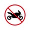 Ban Motorcycle Black Silhouette Icon. Restricted Motorbike Parking Forbidden Pictogram. Prohibited Moto Bike Red Stop