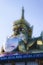 Ban Pho, Chachoengsao / Thailand / February 16, 2020 : Wat Sanam Chan.  Quit temple along the Bang Pakong river. Unusual statues