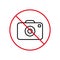 Ban Photo Camera Black Line Icon. Photography Red Stop Symbol. No Allowed Zone Camera Capture Picture Forbidden Outline