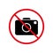 Ban Photo Camera Black Silhouette Icon. No Allowed Zone Camera Capture Picture Forbidden Pictogram. Photography Red Stop