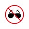 Ban Sun Glasses Summer Black Silhouette Icon. Caution Forbid Dark Sunglasses Beach Pictogram. No Allowed Sun Glasses