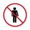 Ban Transgender WC Black Silhouette Icon. Forbid All Gender Restroom Pictogram. Transsexual Zone Red Stop Symbol. No