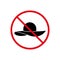 Ban Zone for Straw Woman Hat Summer Travel Vacation Black Silhouette Icon. Forbid Sun Female Hat Beach Pictogram. No