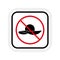 Ban Zone for Straw Woman Hat Summer Travel Vacation Black Silhouette Icon. Forbid Sun Female Hat Beach Pictogram. No