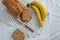 Banana Bread Loaf Sliced On Wooden Table