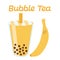 Banana Bubble Tea. Tapioca drink.