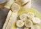 Banana bunch and peeled pieces  photo