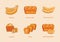 Banana cake icon set