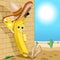 Banana Cartoon Mexico Siesta Cute Character with Sombrero Vector Illustration