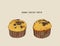 banana Chocolate chip muffins , sketch vector.