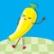 banana dancing with closed eyes. Vector illustration decorative design