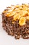 Banana dessert cake with dark chocolate topping