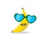 Banana face cartoon with emotion sunglasses