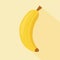 Banana flat illustration on yellow background with natural shade. Yellow banana for print.