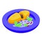 Banana food icon isometric vector. Chicken cuisine