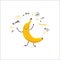 Banana fruit cute cartoon doodle sketch illustration summer card