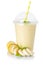 Banana fruit juice smoothie fresh drink milkshake milk shake in a cup isolated on white