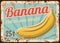 Banana fruits metal rusty plate, market food price