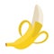 Banana. Half peeled banana. Open banana.