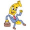 Banana is happy wearing a suit going to work, doodle icon image kawaii