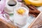 Banana and honey yogurt for healthy breakfast