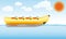Banana inflatable boat for water amusement vector illustration