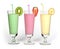 Banana, kiwi and strawberry milk shake and fresh fruis