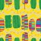 Banana leaf watercolor tribal color chevron seamless pattern