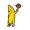 Banana mascot with cool pose style design white background