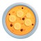 Banana muesli bowl icon, cartoon style