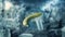 Banana And Objects Floating Inside Space Shuttle