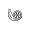 Banana and orange fruits line icon