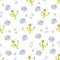 Banana party seamless pattern. Fun youth background with hand drawn elements