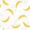 Banana pattern. Healthy dessert fruit eating food vector seamless background