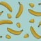 Banana pattern with smooth blue background
