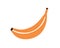Banana in peel. Whole sweet tropical fruit icon. Stylized food. Natural exotic ripe healthy banan in skin. Colored flat