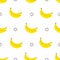 Banana seamless pattern. Bananas with circles in 80s style, textile graphic